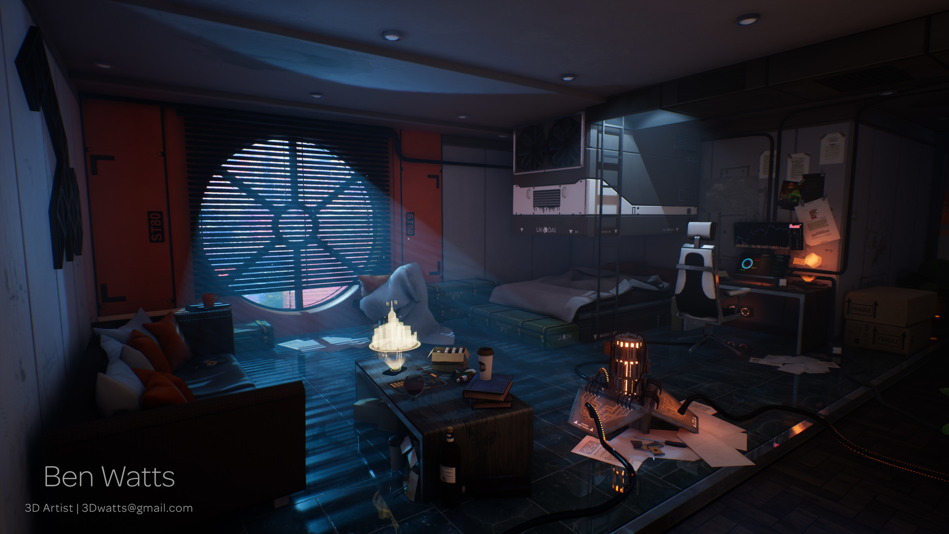 Artstation Scifi Cyberpunk Apartment Benjamin Watts