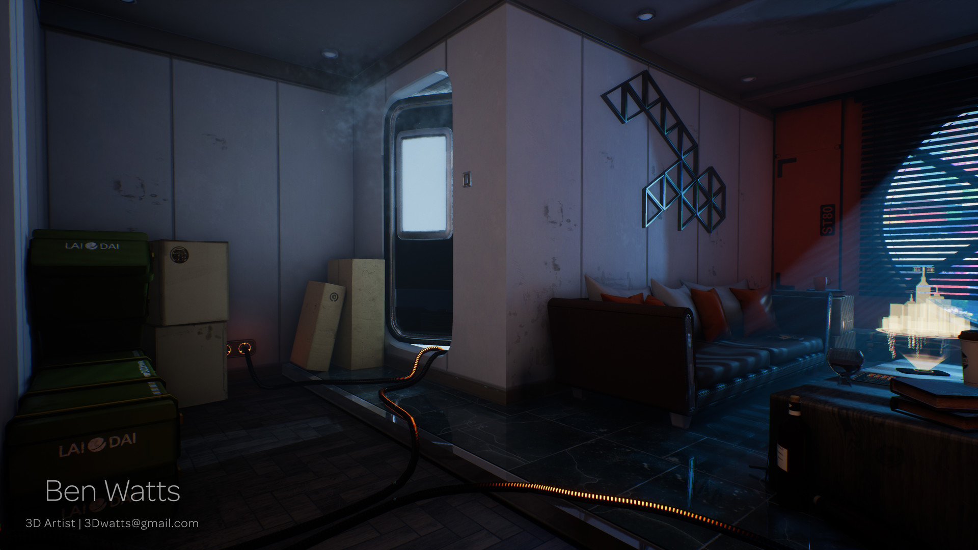 Artstation Scifi Cyberpunk Apartment Benjamin Watts