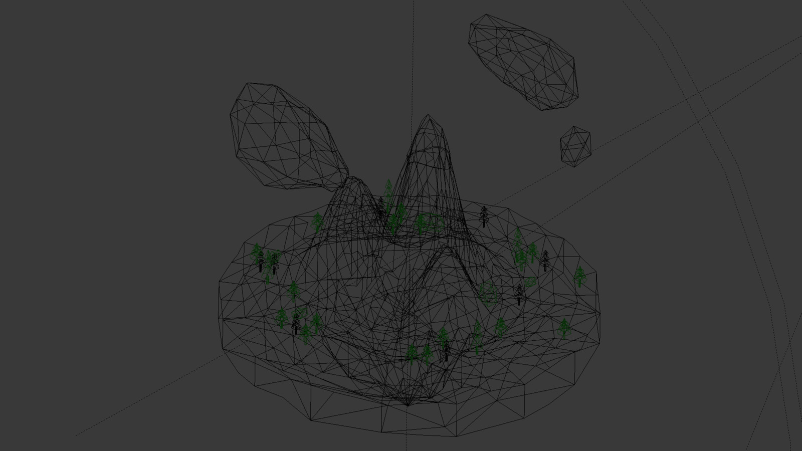 Wireframe view from the Blender 3D-window.
