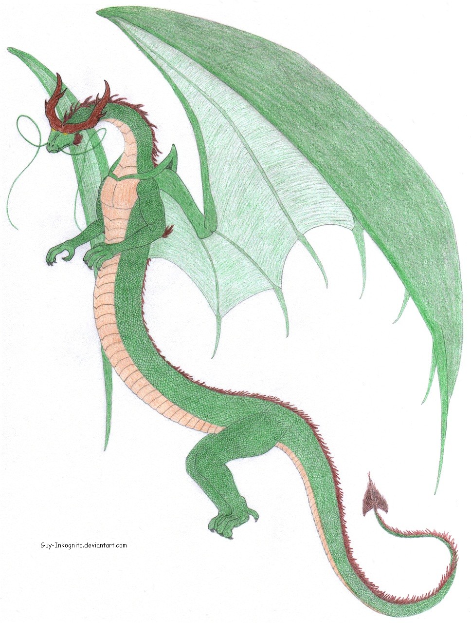 Tobias Kilian Mixed Eurasian Dragon Pencil Drawing Fantasy Scene