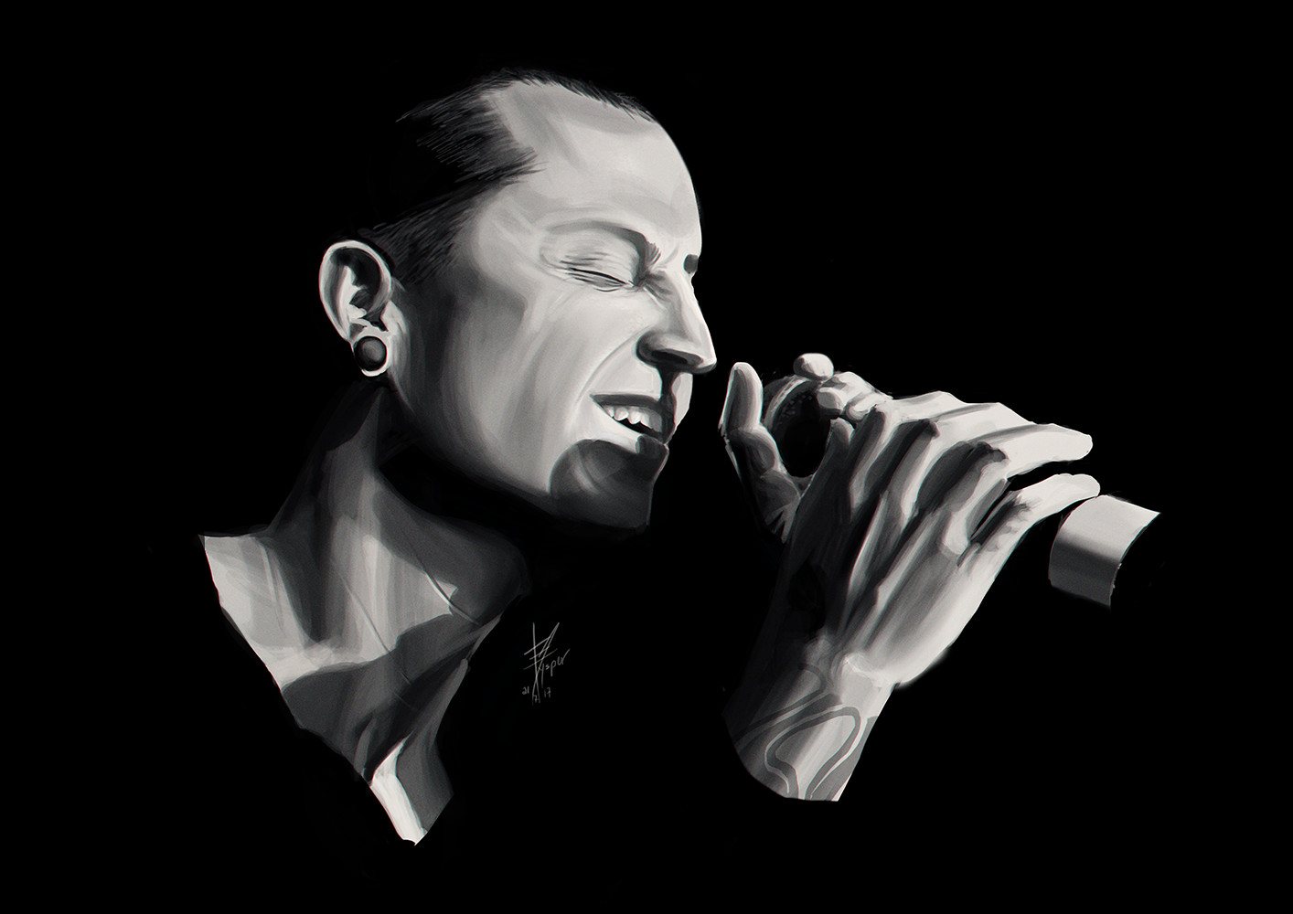 Quick Chester Bennington tribute study.
Concentrating on values.