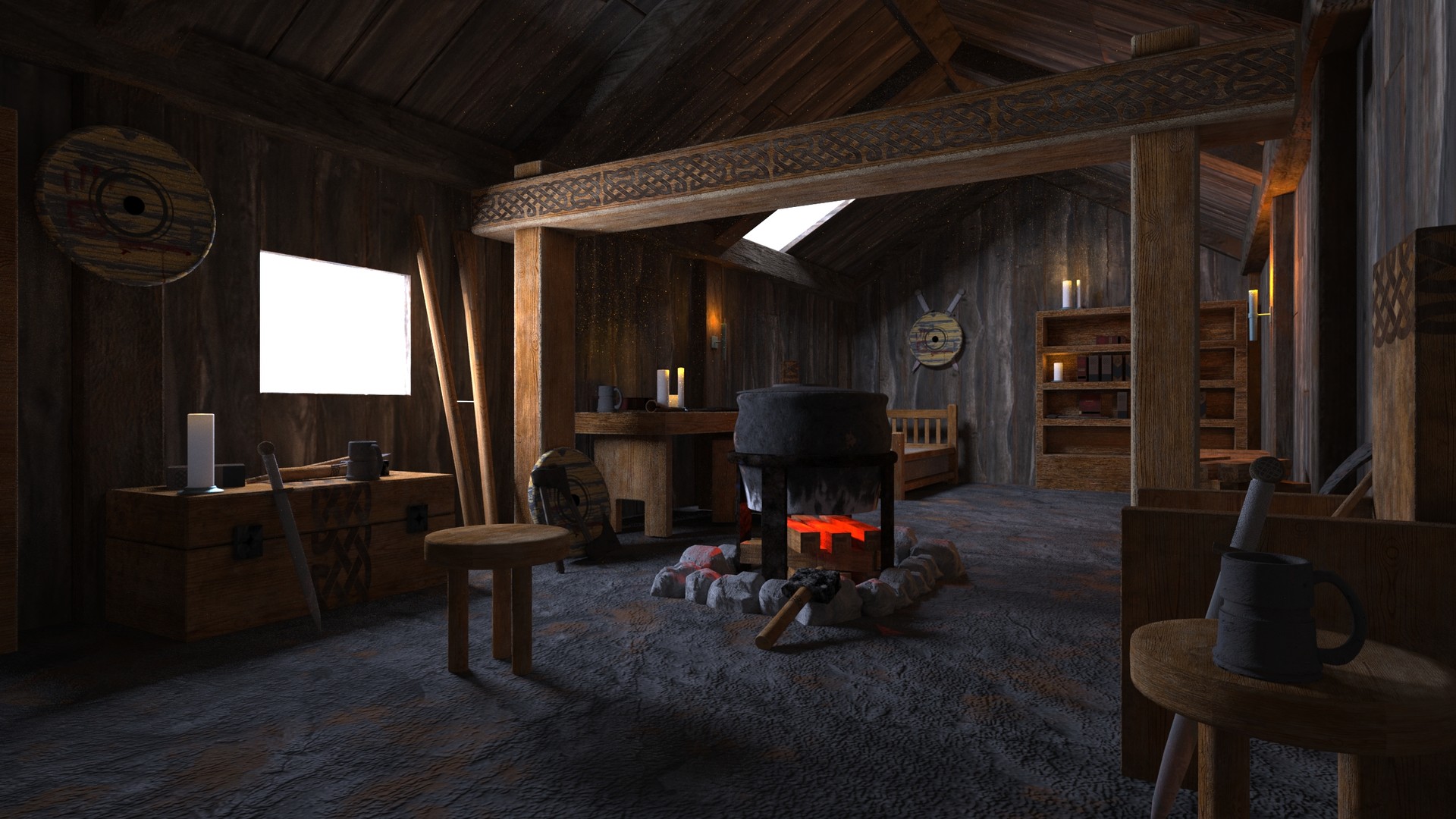 Artstation Viking Hut Virtual Environments Gordon Neill