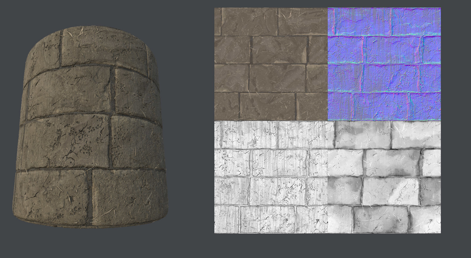Mud bricks texture created in substance designer