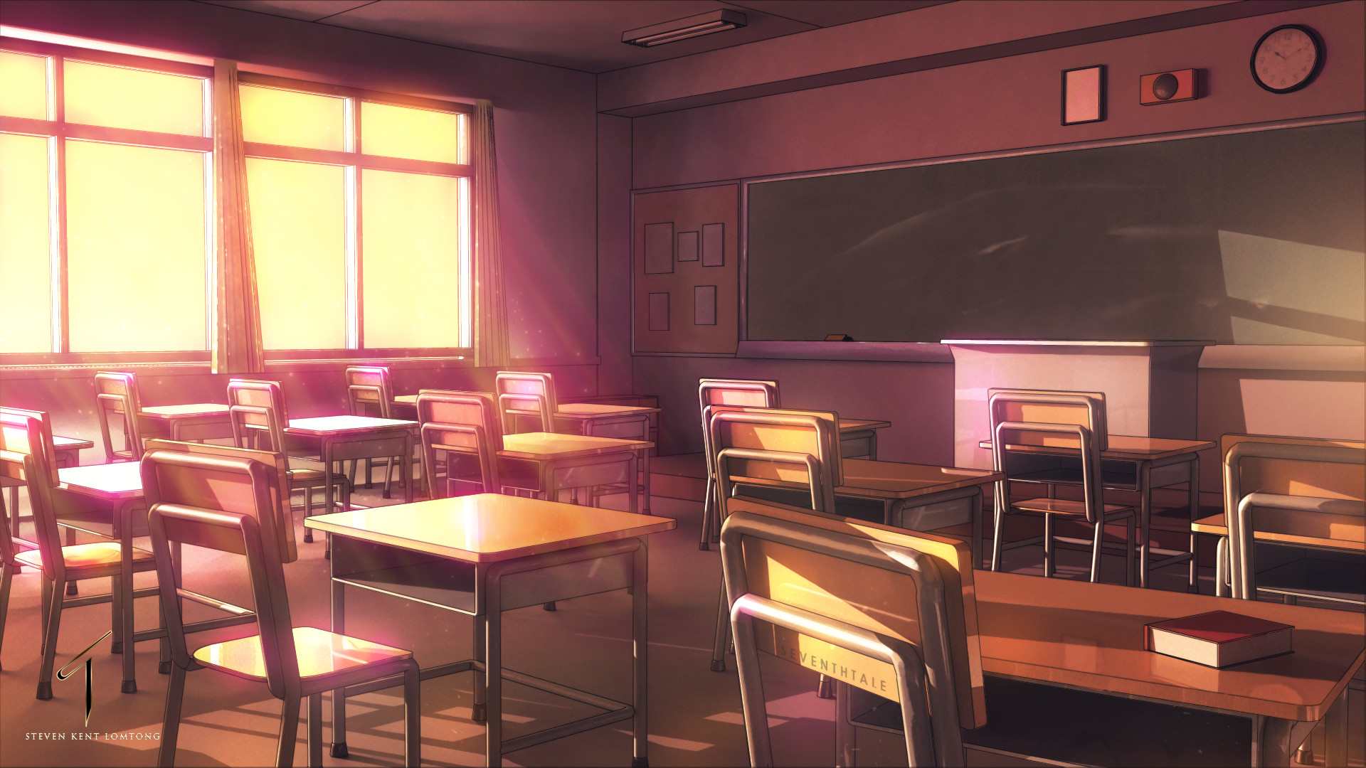 HD wallpaper: anime school, classroom, desks, wind, lonely boy, seat, table  | Wallpaper Flare