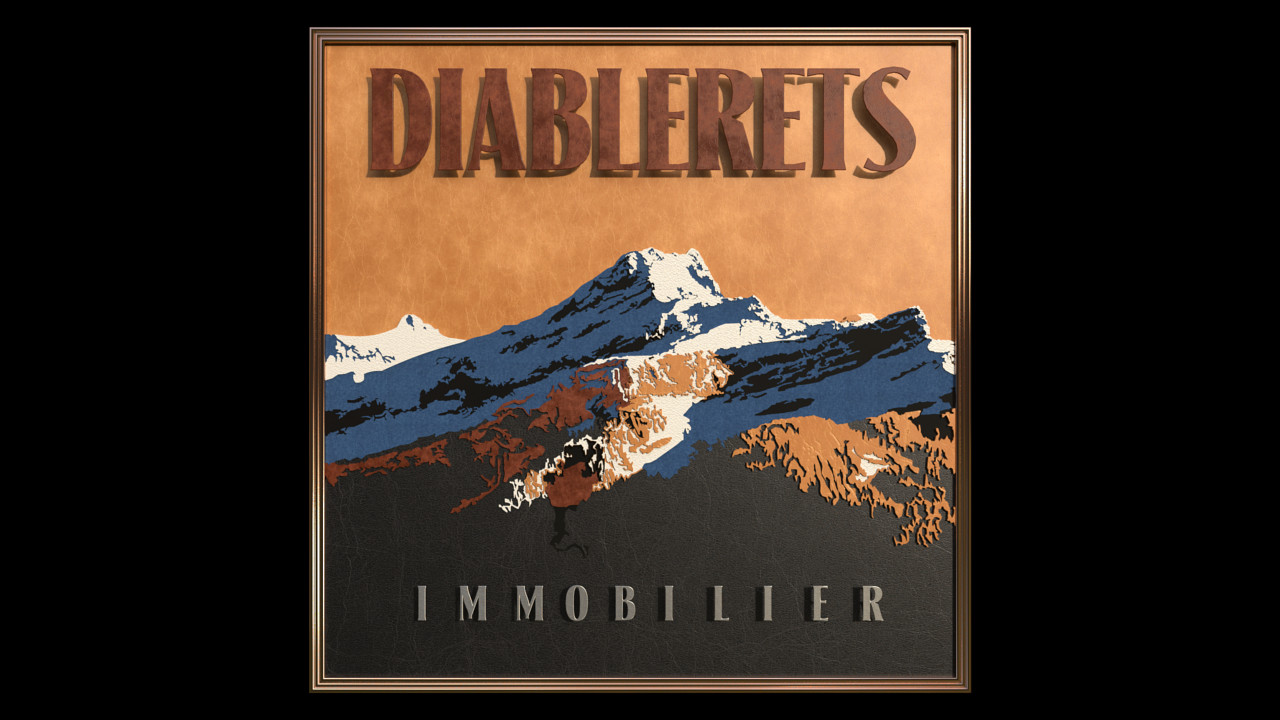 13 Diableret Mountain Logo 02 Leather-Scene 2
WIP FONT TEST
A relief image created using 6 colors/kinds of Leather and Blue Jeans material.
Mountain is in Les Diablerets, Switzerland.