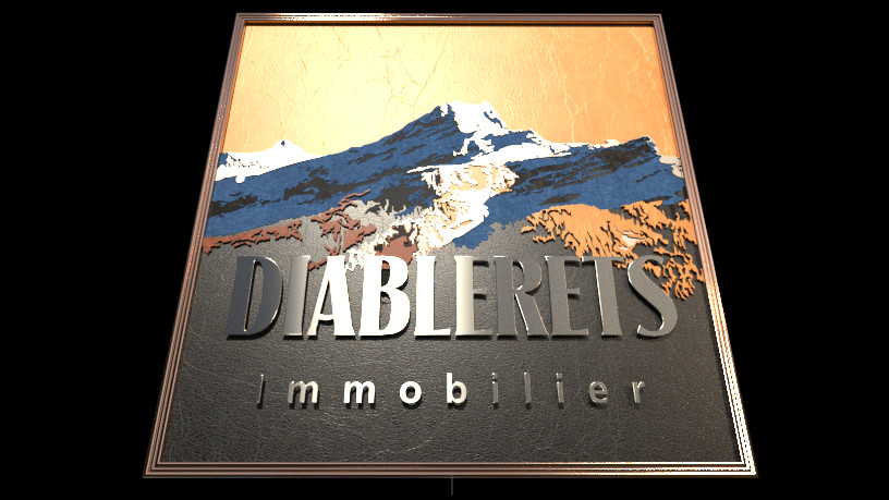 17 Diableret Mountain Logo 01-Scene 9
WIP FONT TEST
A relief image created using 6 colors/kinds of Leather and Blue Jeans material.
Mountain is in Les Diablerets, Switzerland.
