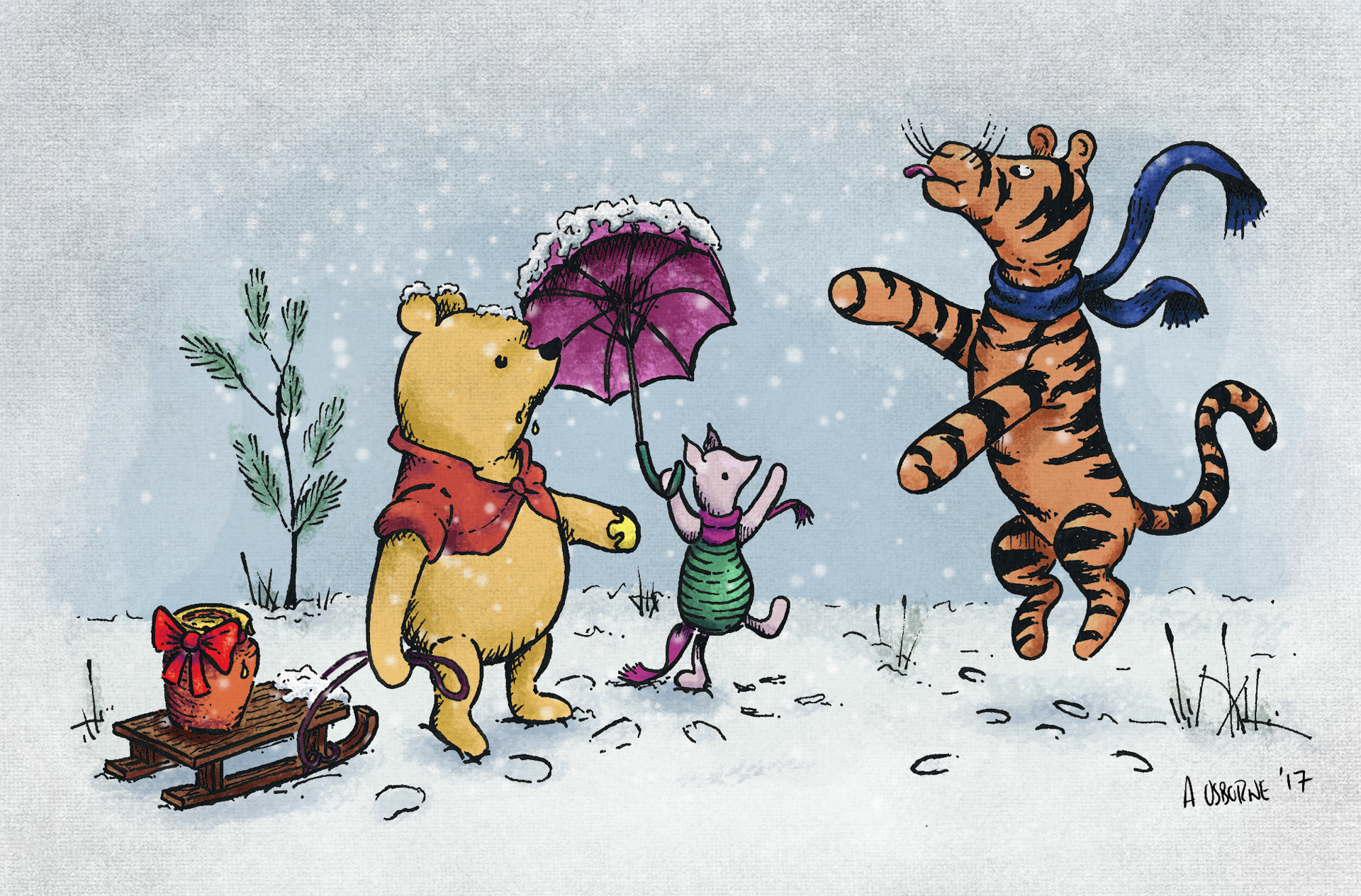 Artstation Winnie The Pooh Christmas Scene Adam Osborne