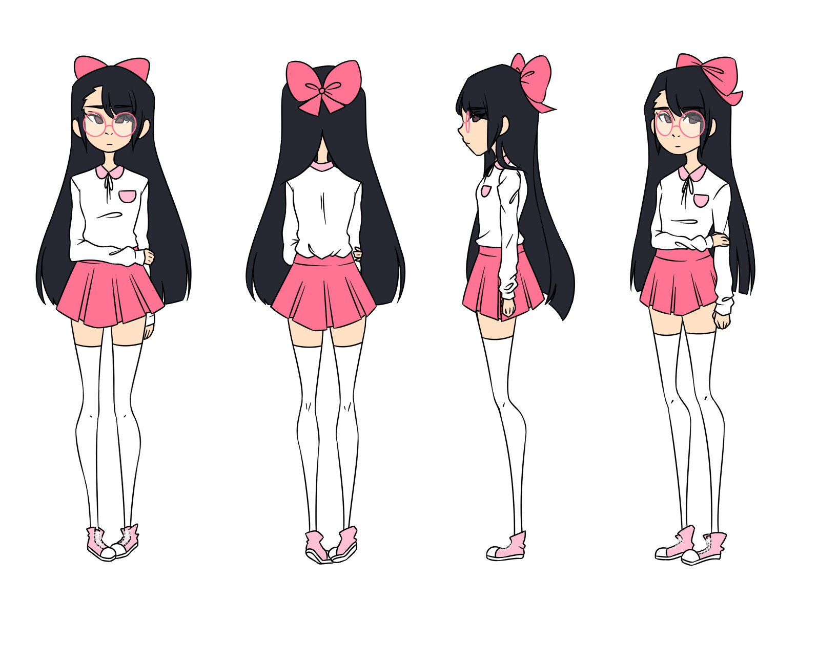 Character design for protagonist.  Glasses scrapped in later versions.  Done in Paint Tool SAI!