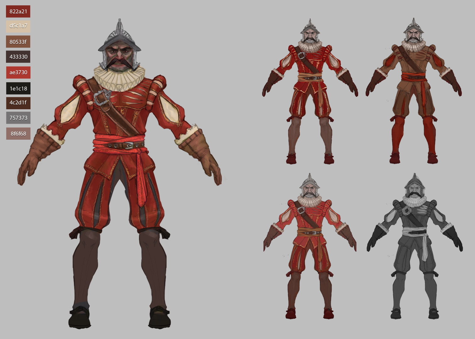After seeing the origial colors in engine we changed the guard's palette.