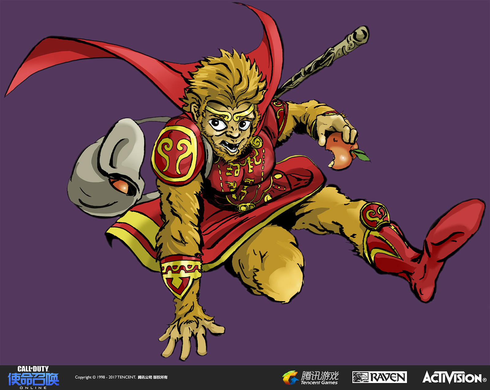 I created this illustration to appear in the remake of Modern Warfare 2's DLC Carnival map. The theme for this year was the Monkey King. I drew the Monkey King in pen and ink and colored with vector in Adobe Illustrator.