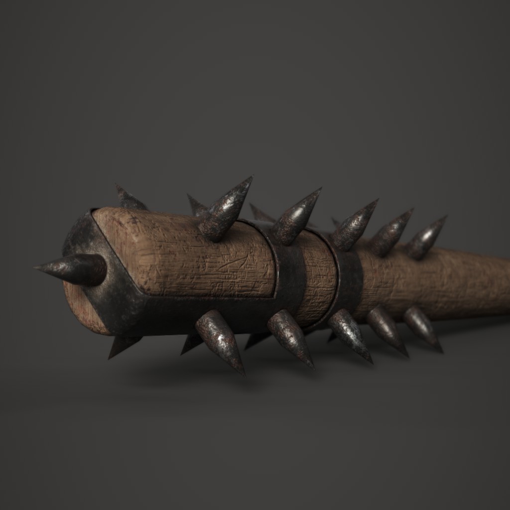 3д спайк. Spiked Wooden Club. Spiked Club.