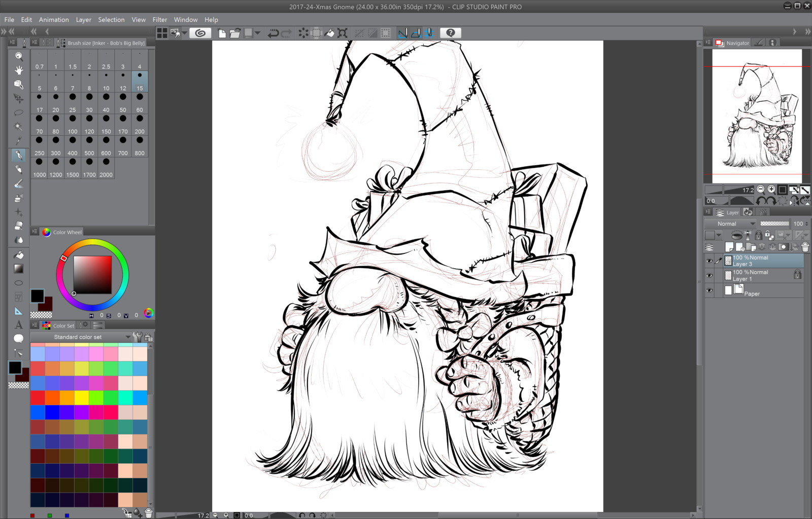 02- Inking over the rough line works