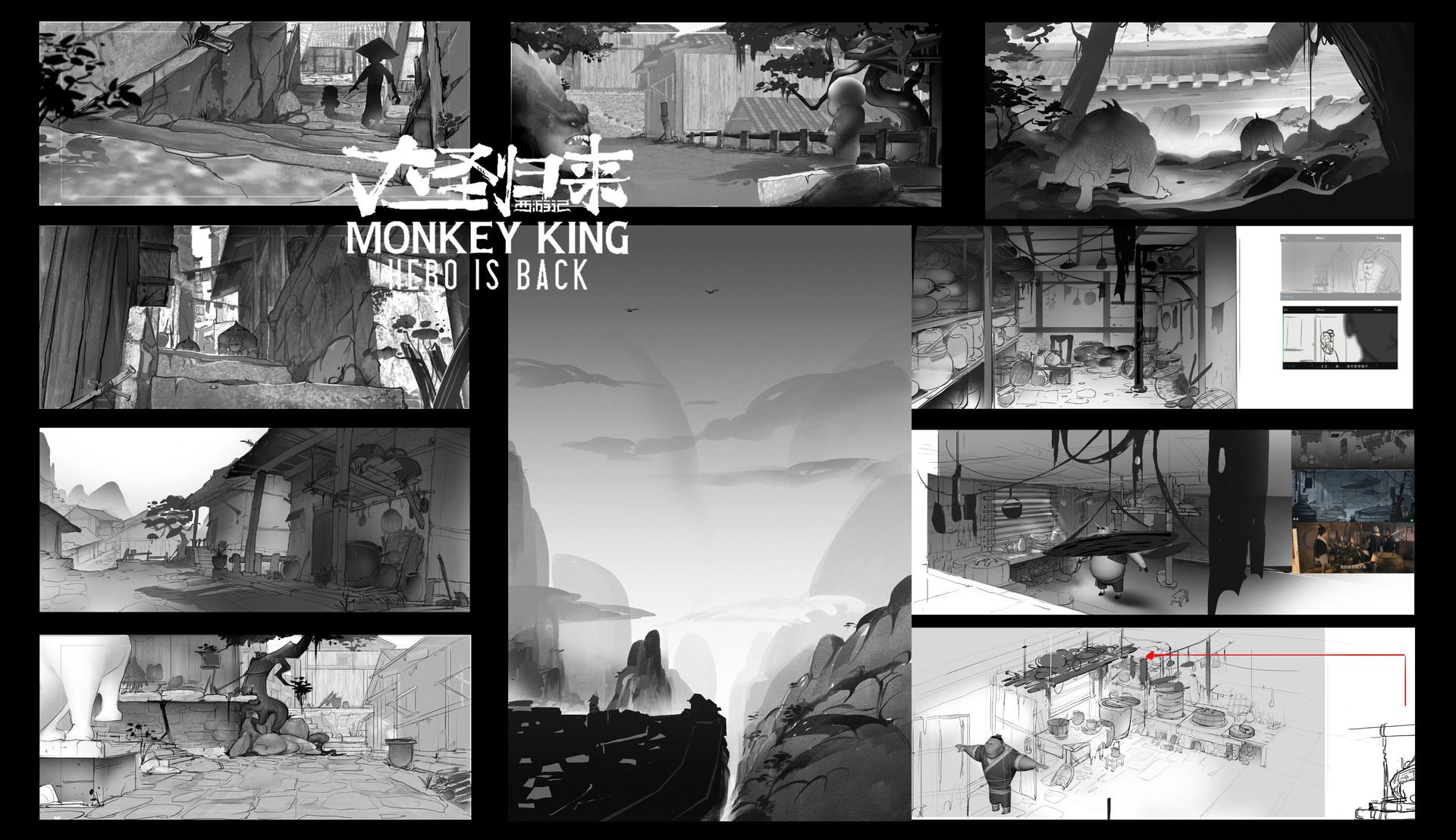 Youdong Zhang In 2015 Monkey King 3d Movie Black And White