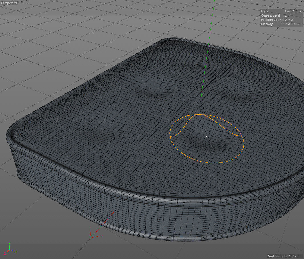 62: then using the sculpting feature in Cinema 4D, I begin by making indentions into the cushion