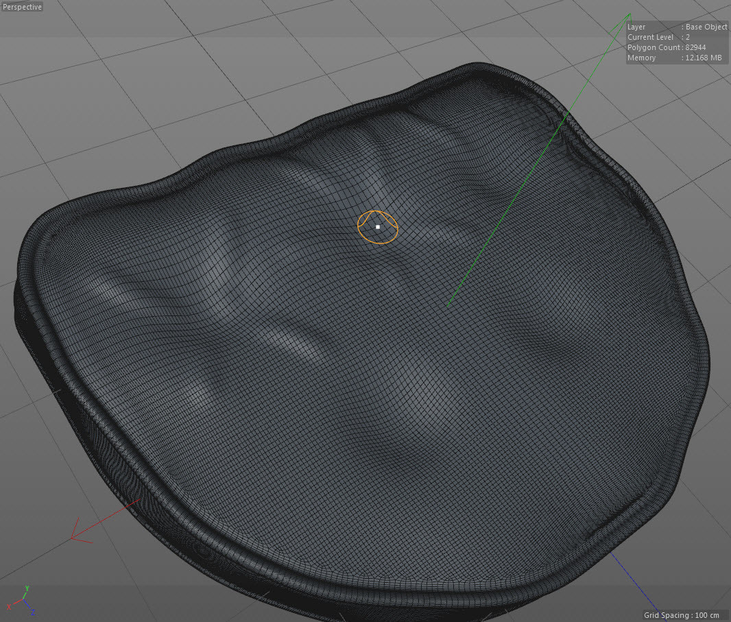 64: After making indentions, I begin to pull polygons in a star shape around the indentions where the buttons will be going.