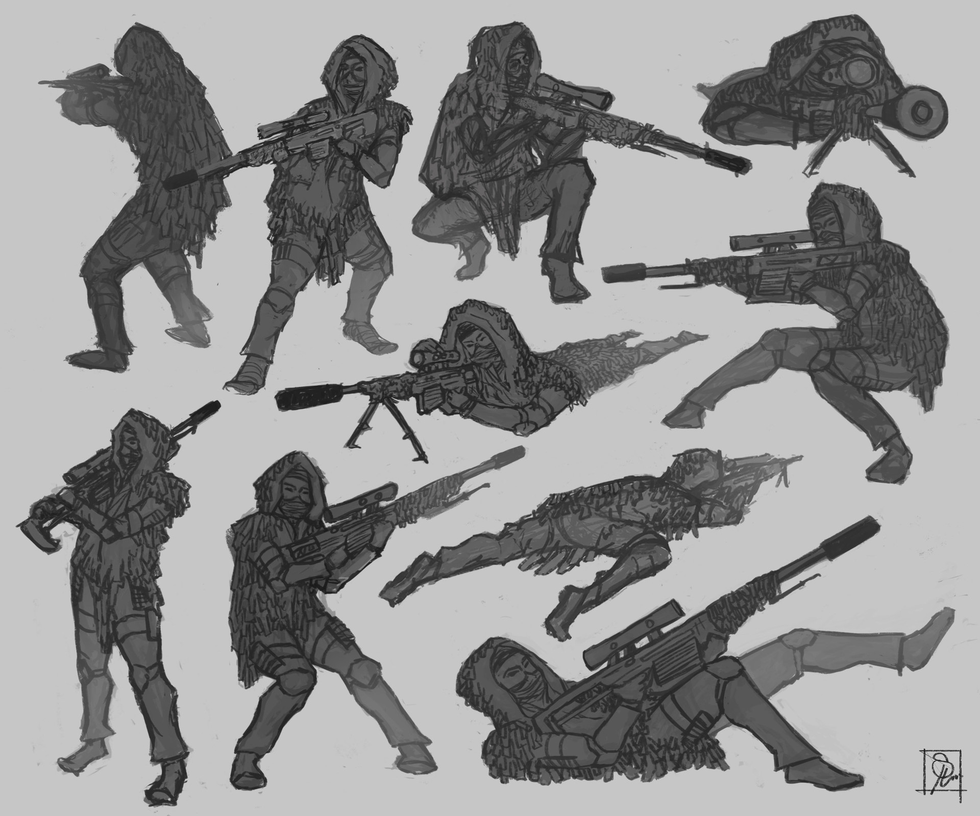 ArtStation - Sniper Gesture sketches