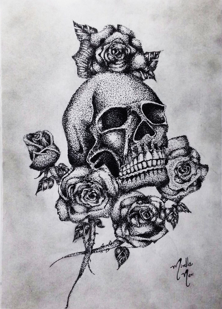 ArtStation - Skull and Roses