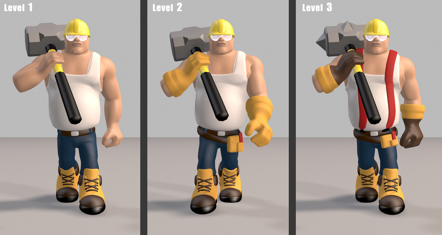 3 levels of progression, from base unit to advanced. 