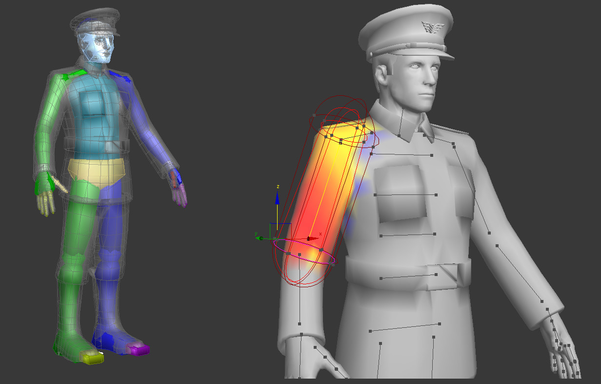 Model rigged and weighted for animation.