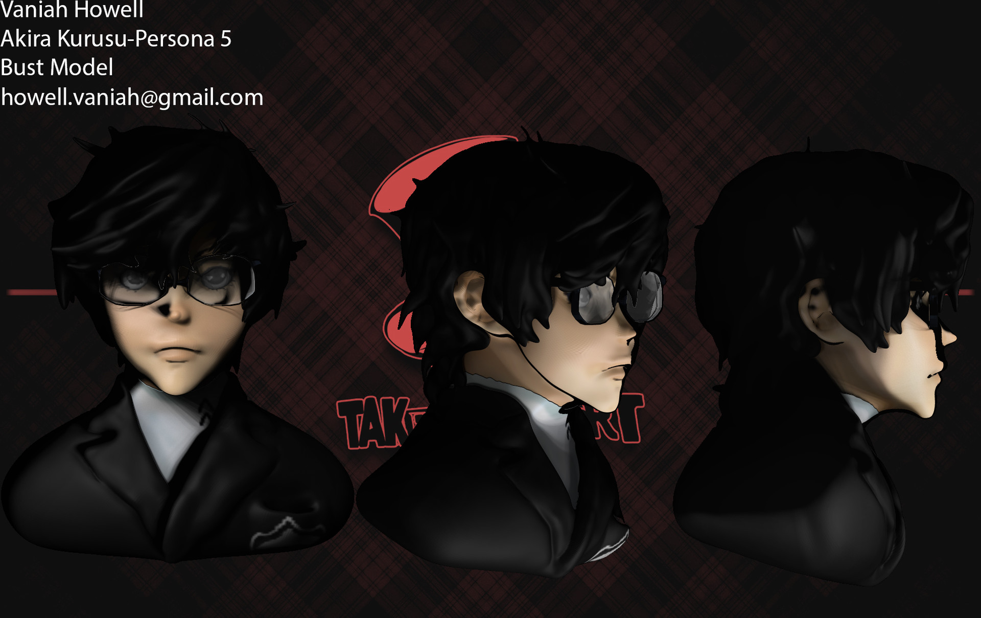 Artstation Akira Kurusu Zbrush Bust Model Vaniah Howell