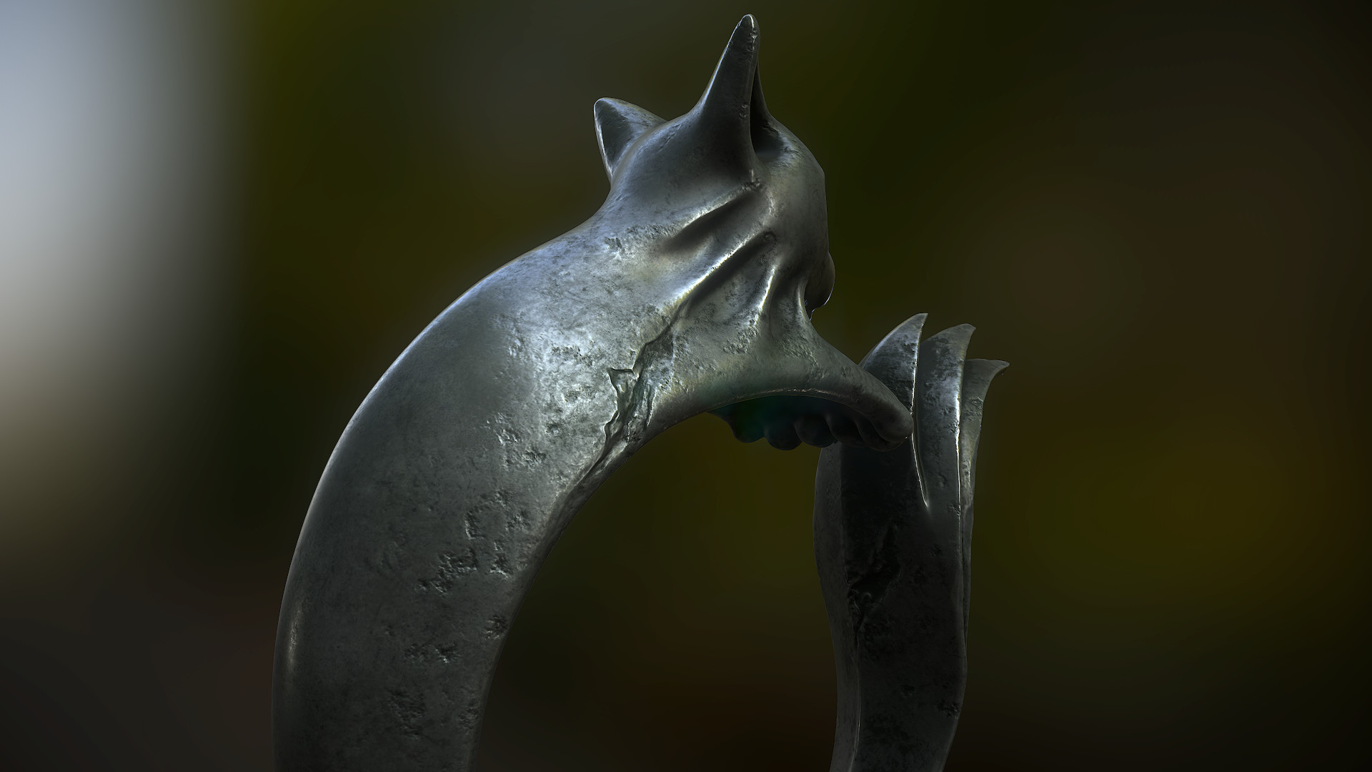 Baka Akari Dark Souls Silvercat Ring