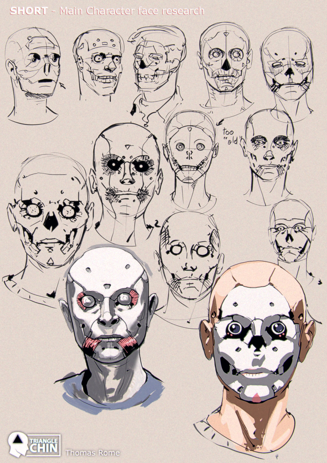 Face research for the main character, a cyborg accountant.
