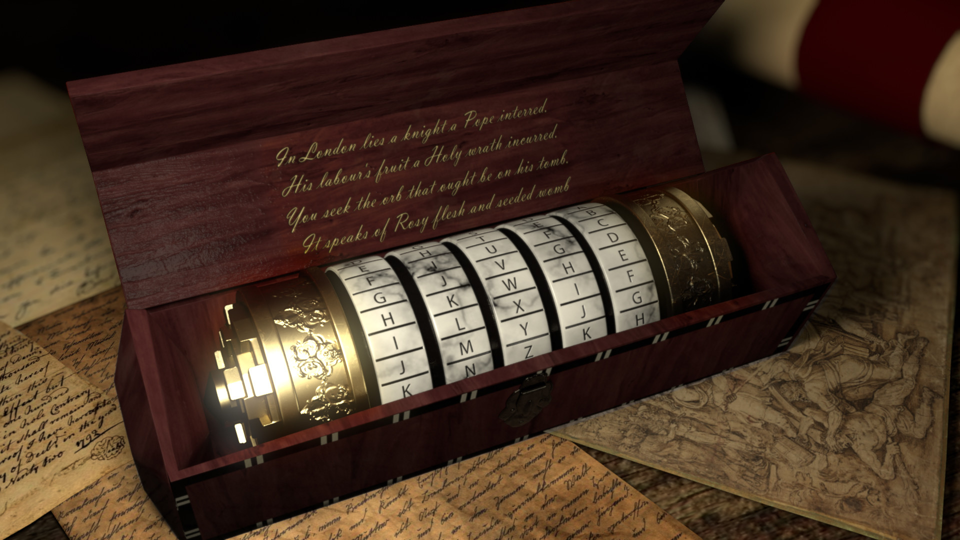 Lighting, Texturing and Compositing my version of the Cryptex puzzle from t...