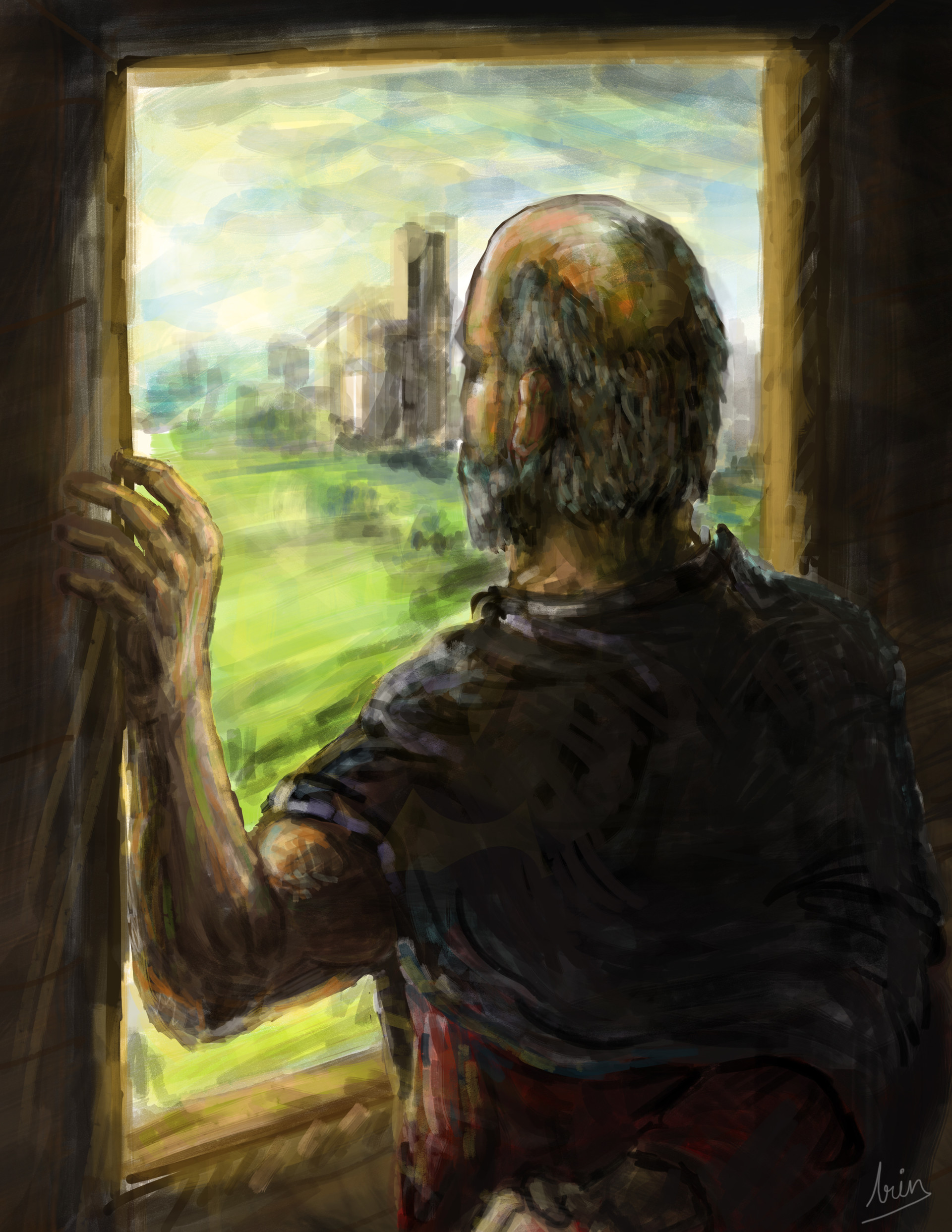 Artstation Old Man Looking Out The Window Arijit Nandi