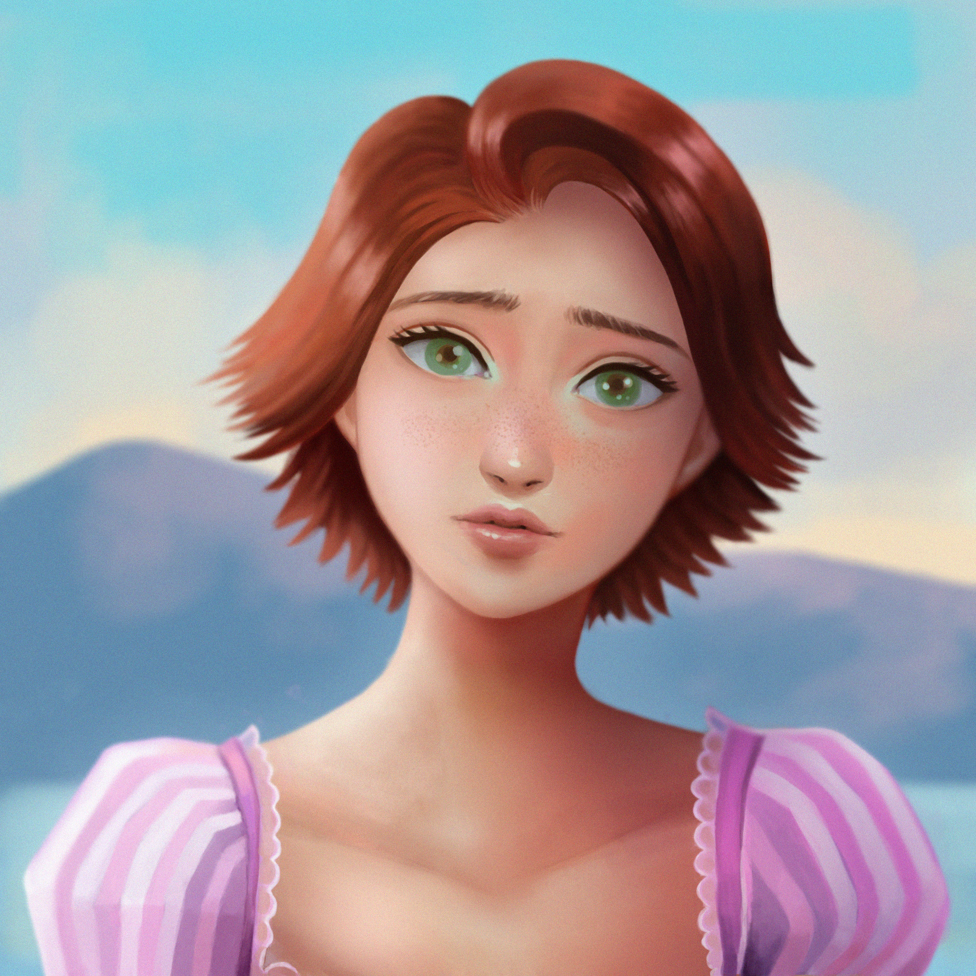 First finished painting in 2018, short-haired Rapunzel â�¤ï¸� .