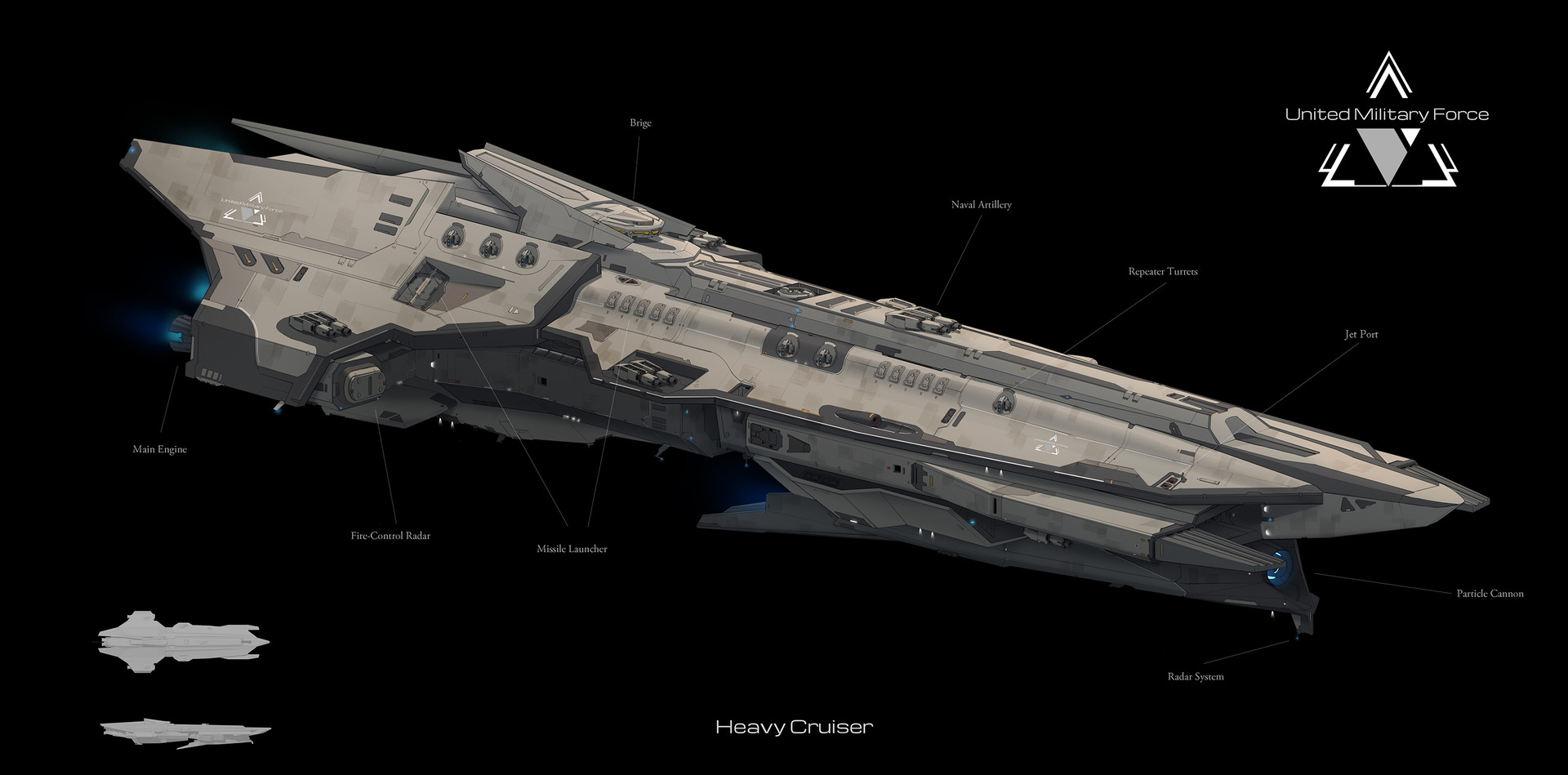 Maxime BiBi - Spaceship Design - Heavy Cruiser