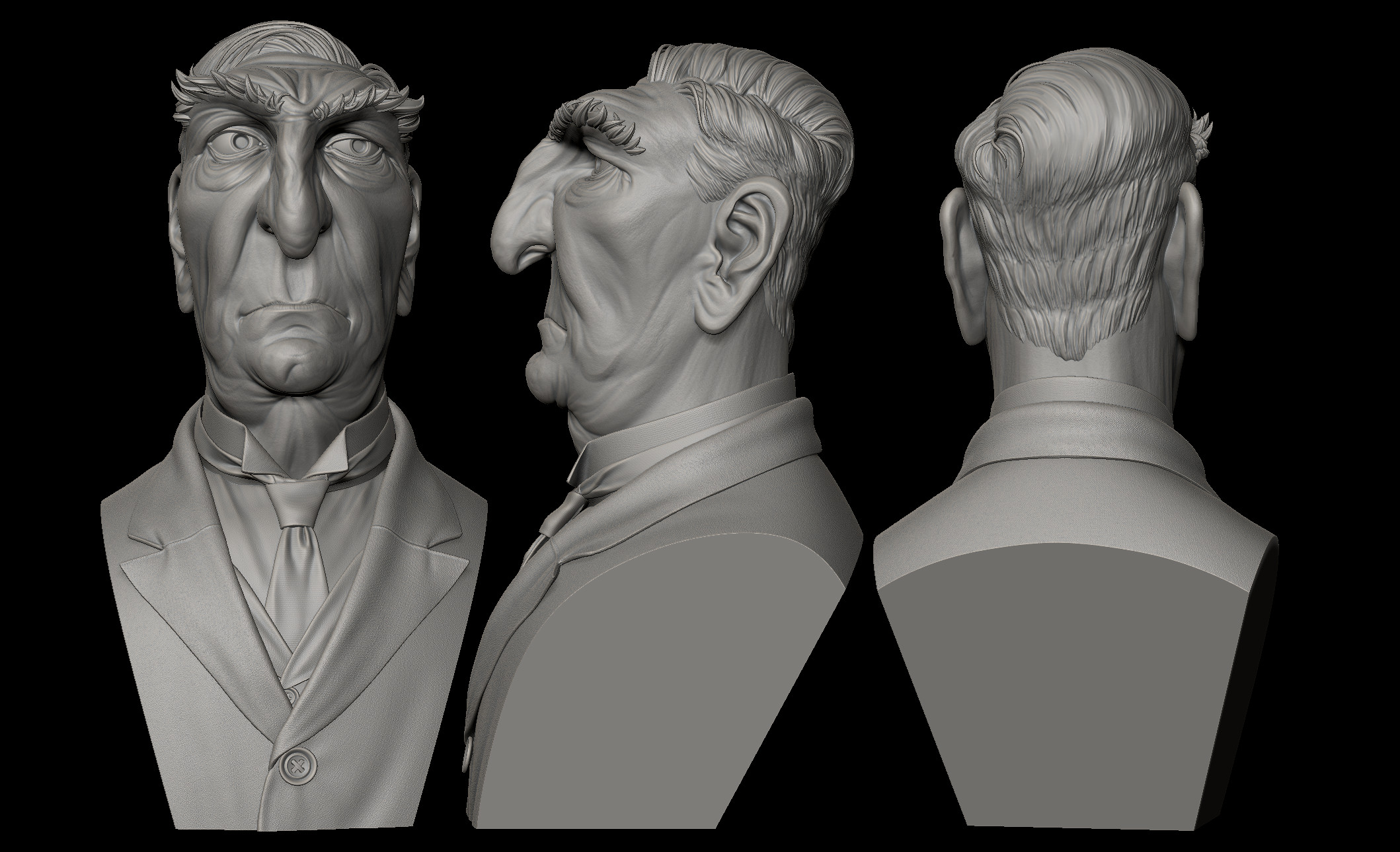 ZBrush front, back, &amp; side view