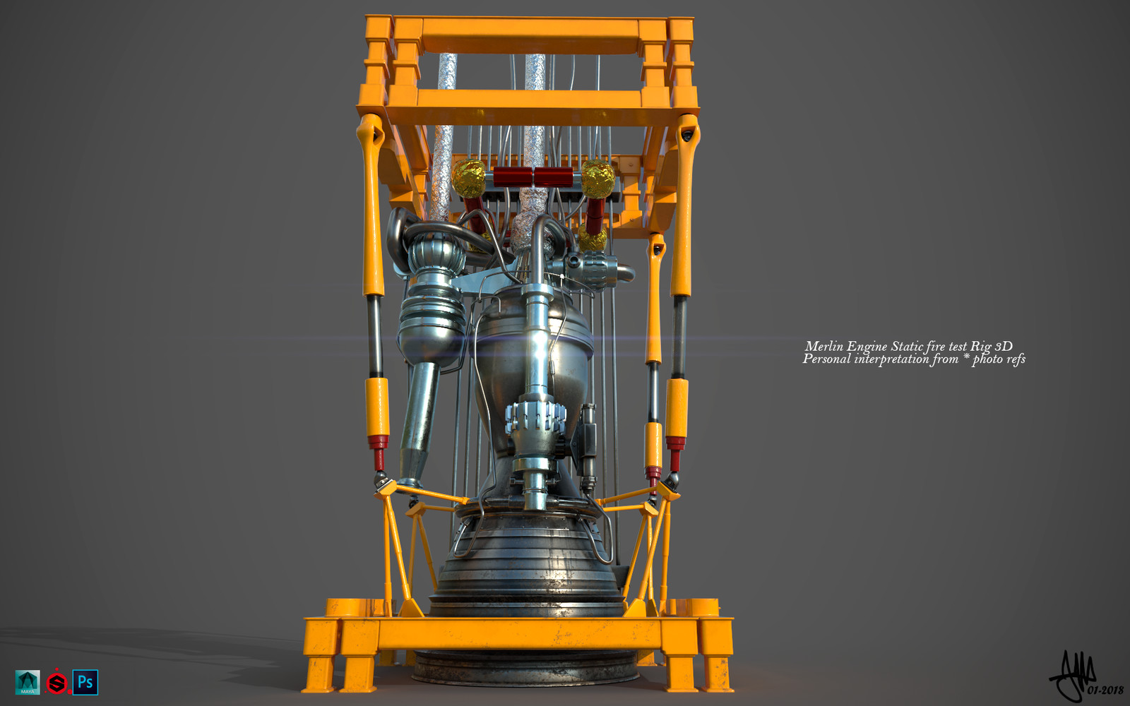 Artstation Merlin Engine Static Fire Test Rig 3d 360 Santiago