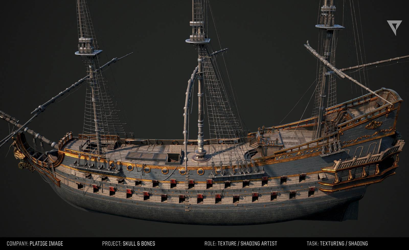 Tomasz Kawecki - Skull & Bones - Pirate Heavy ship, texturing and shading.