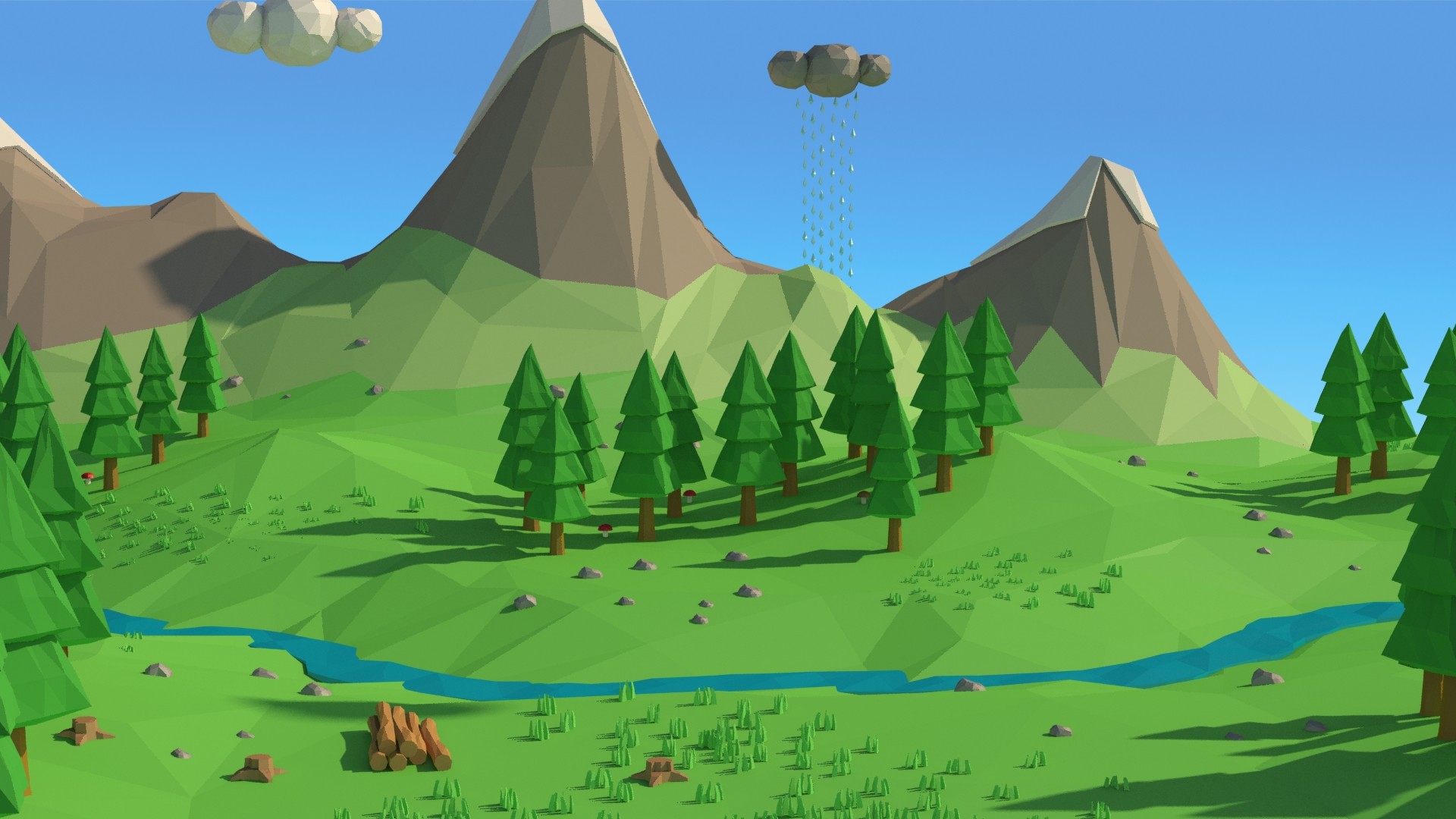 ArtStation - cartoon low poly landscape scenje