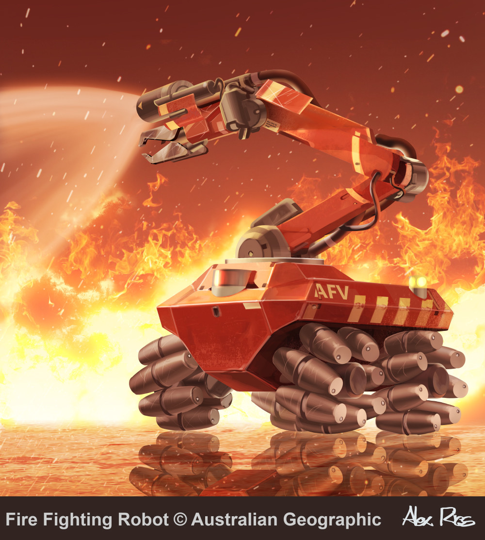 Firefighting drone with omnidirectional drivetrain