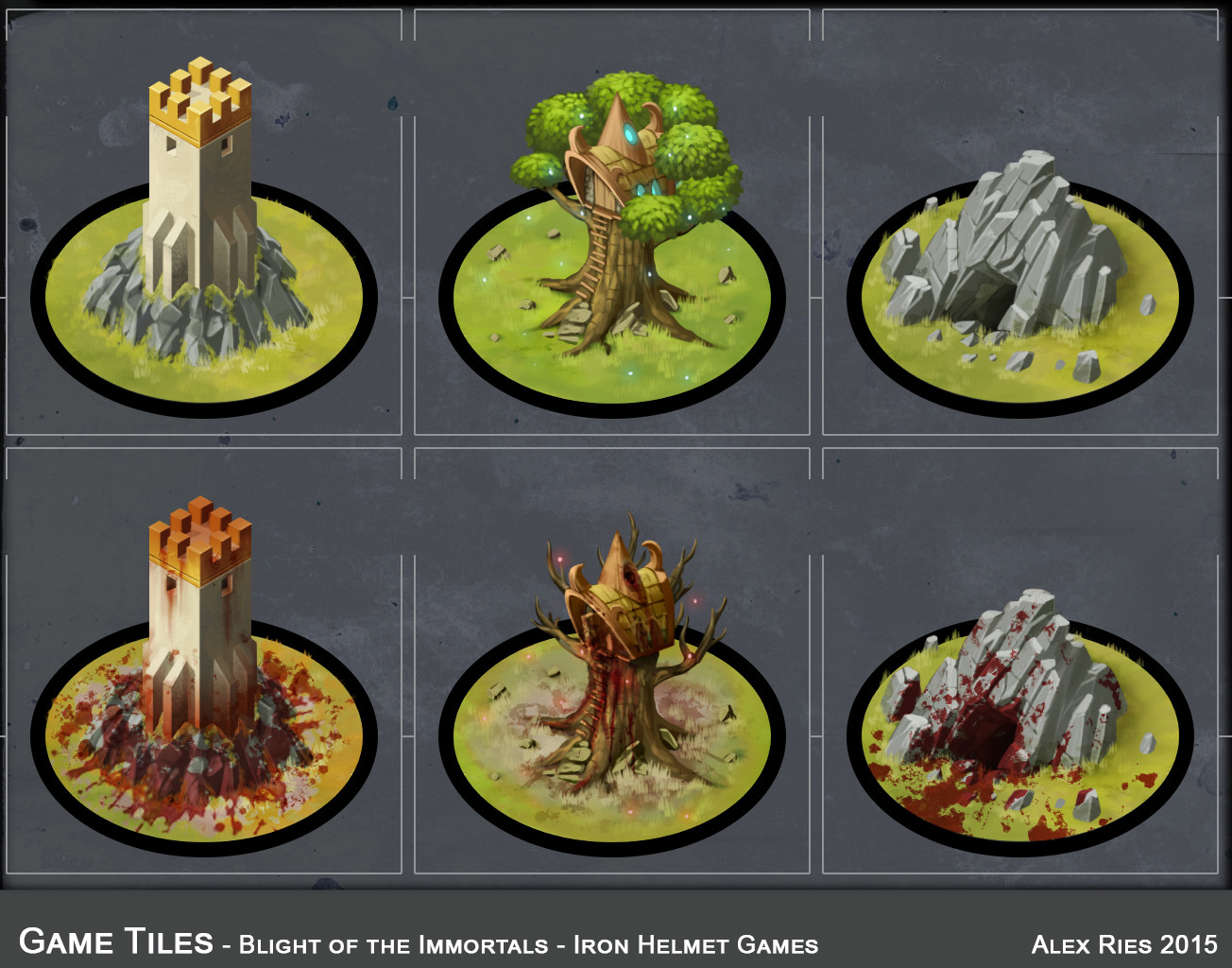 Game tiles, in normal and infected forms