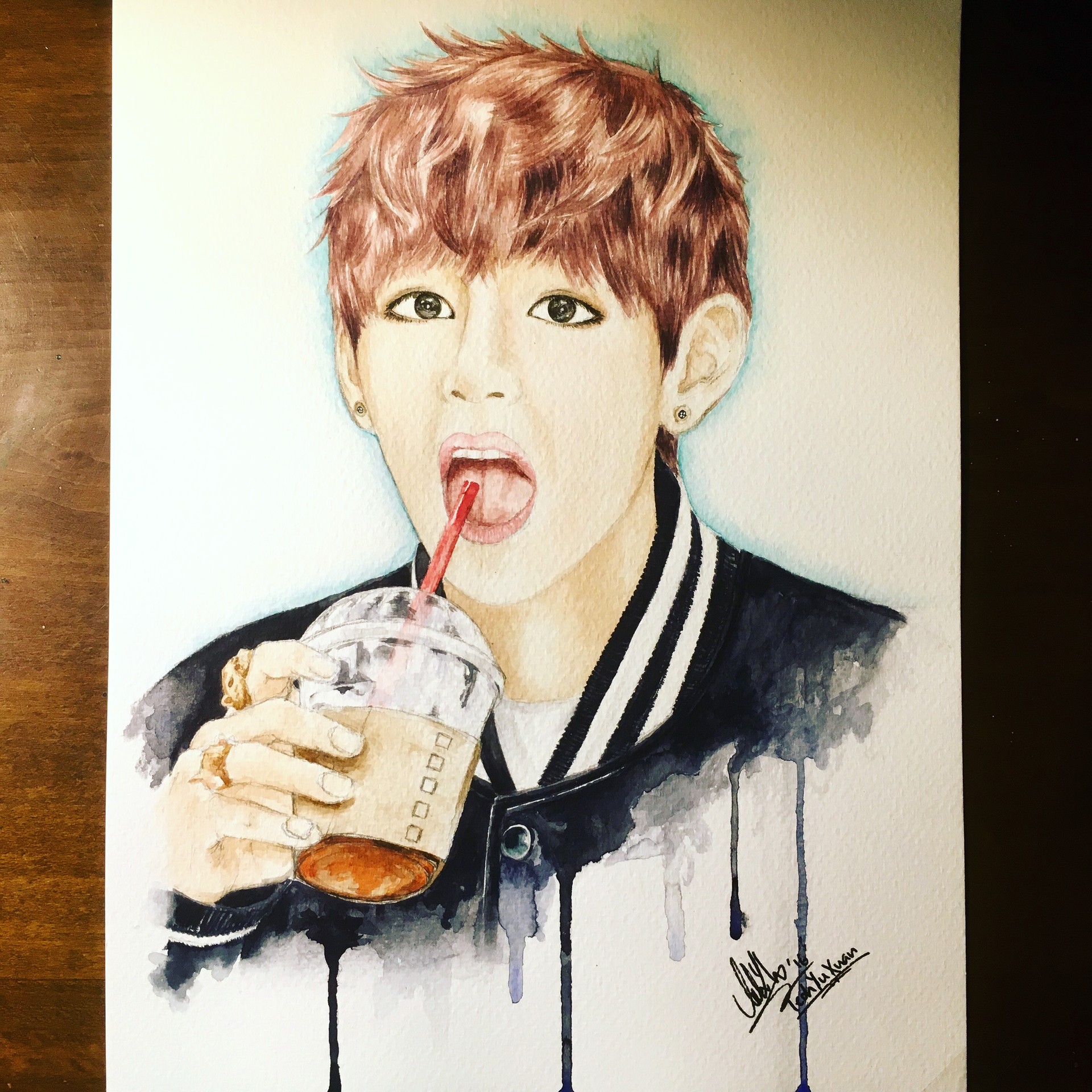 Artstation Traditional Watercolour Painting V Bts Yu Xuan Teoh