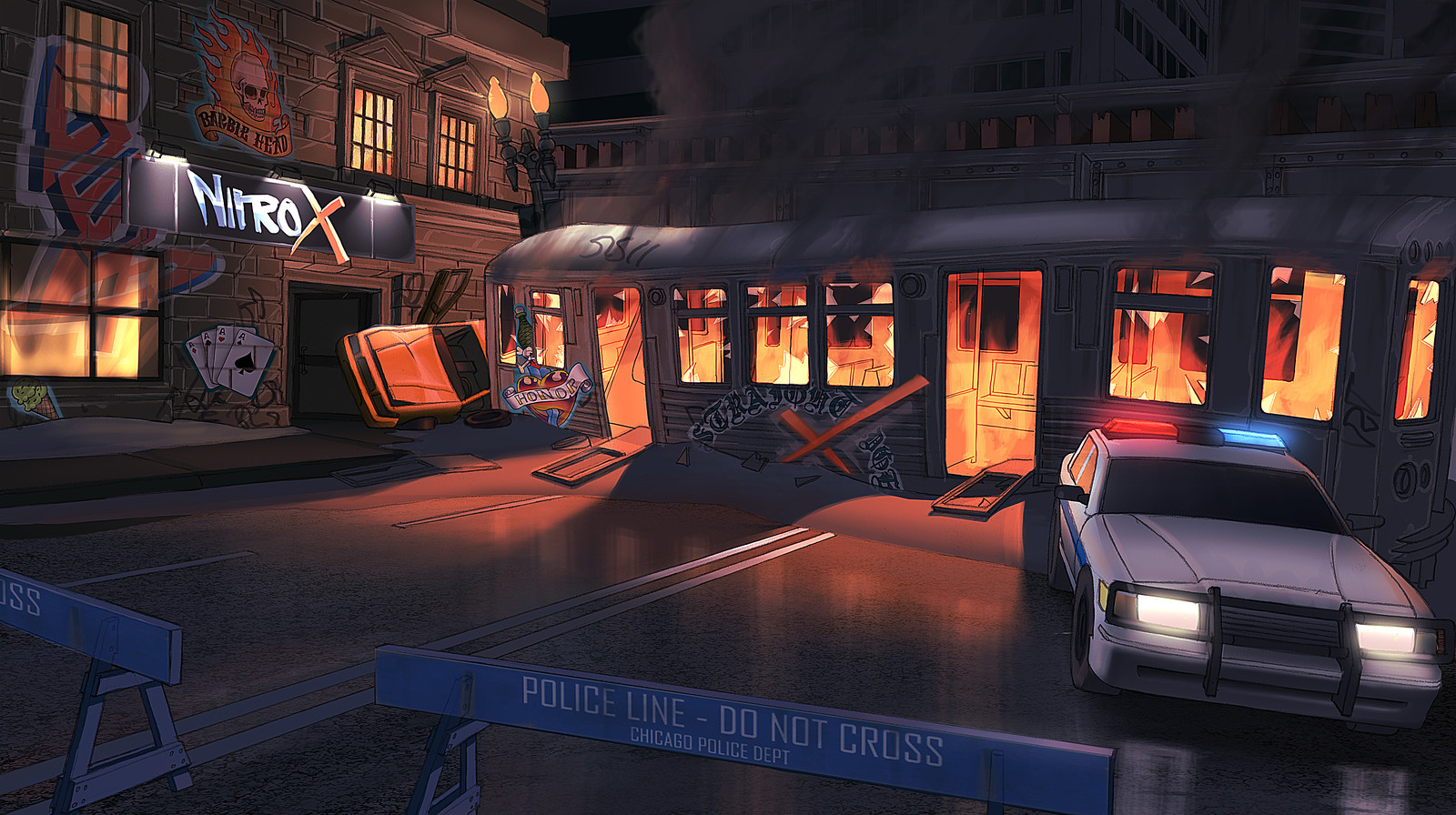 A paintover of assets by the production team