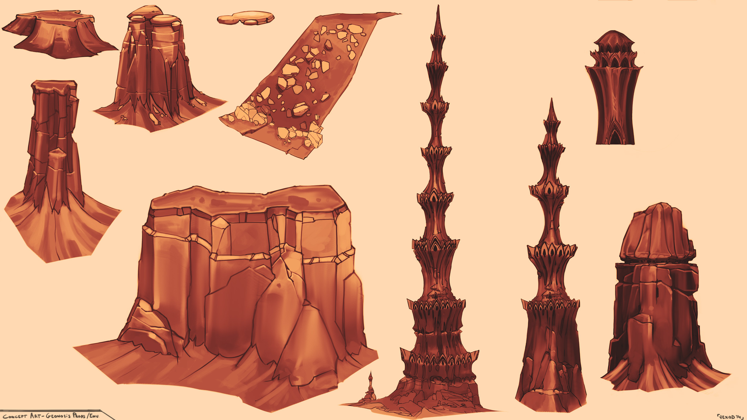 Some studies for Geonosis environment game art =)