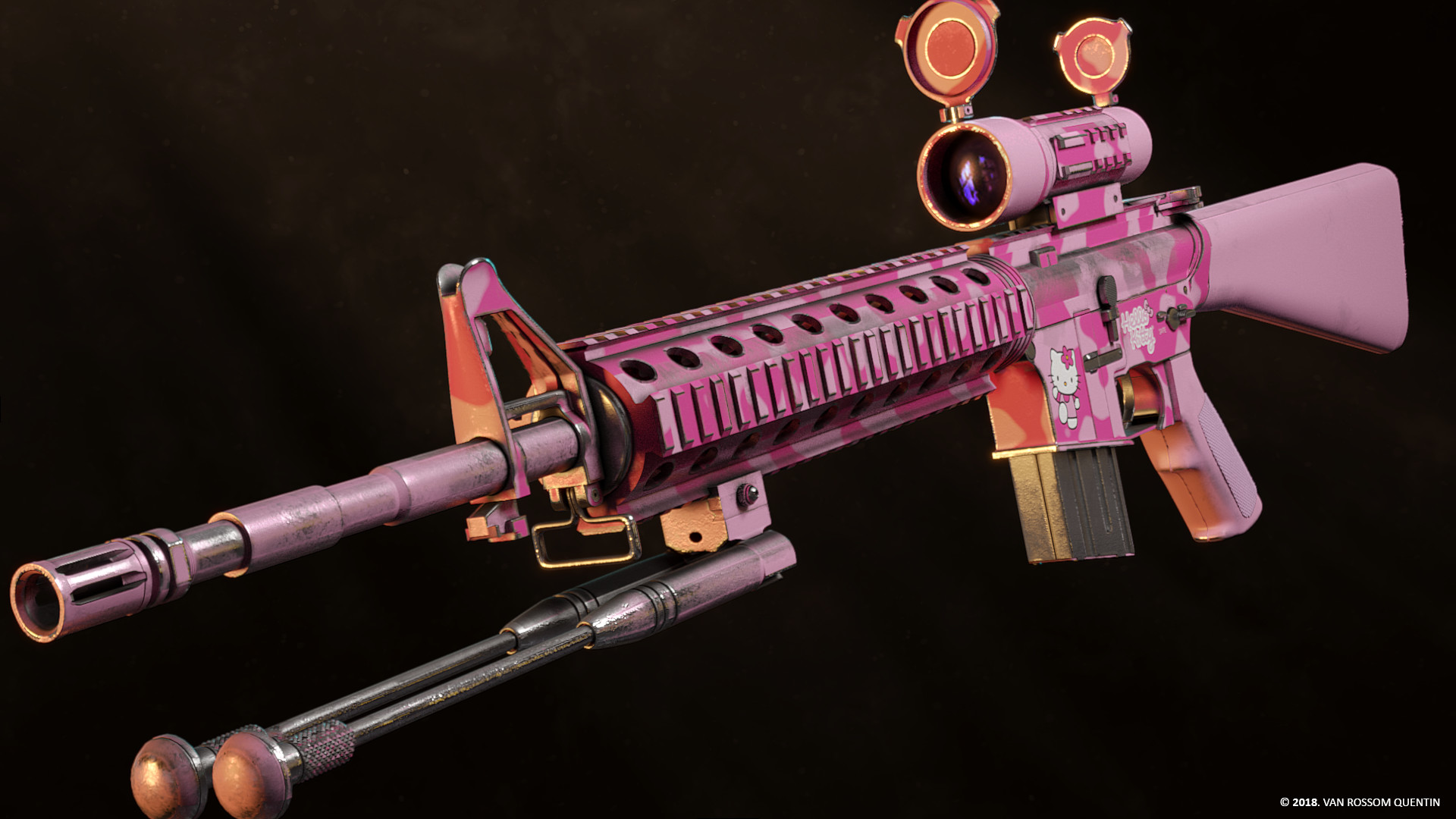Artstation M16 A4 Hello Kitty Quentin Van Rossom