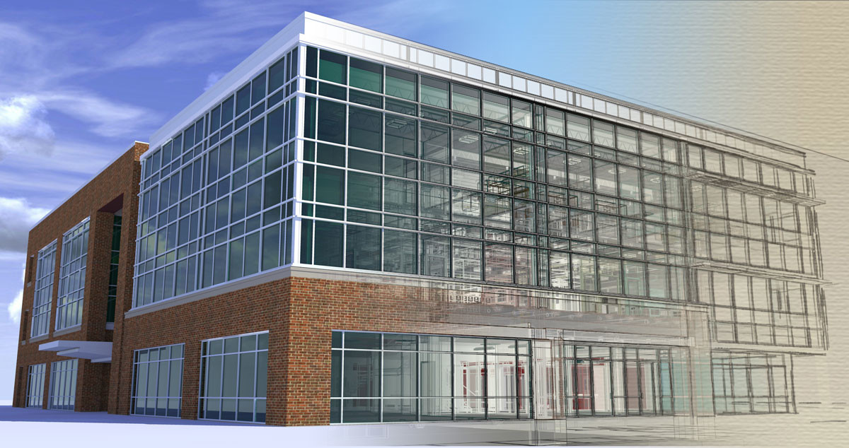 I created this composite image of the American Technical Publishers building (located in Orland Park, IL) using SketchUp, Thea Render, and compositing in Photoshop.