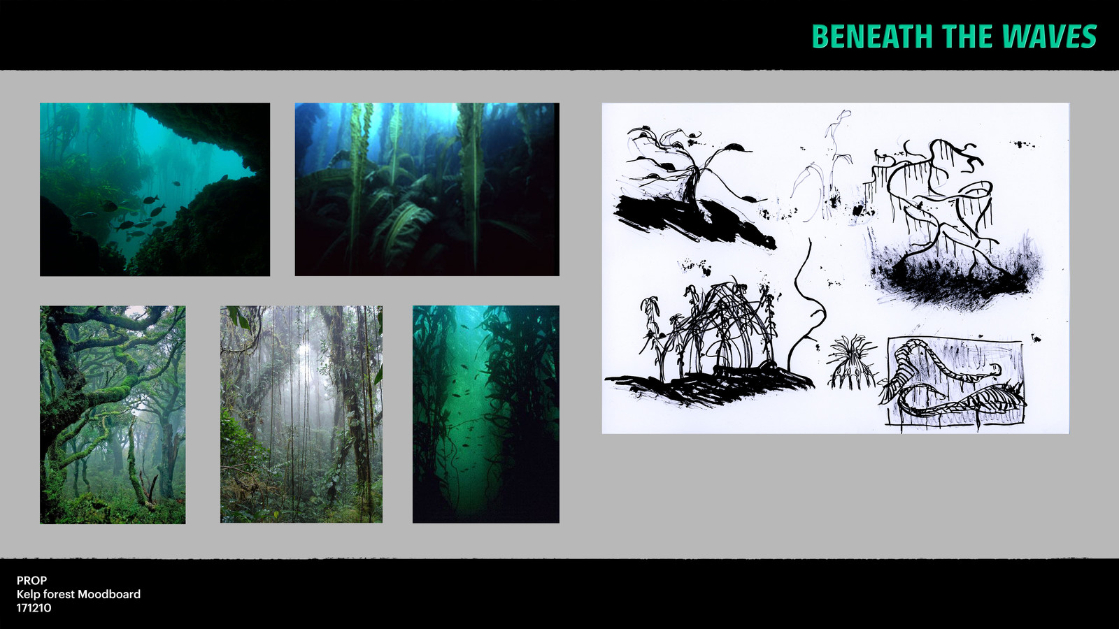 Early moodboard for a kelp forest.