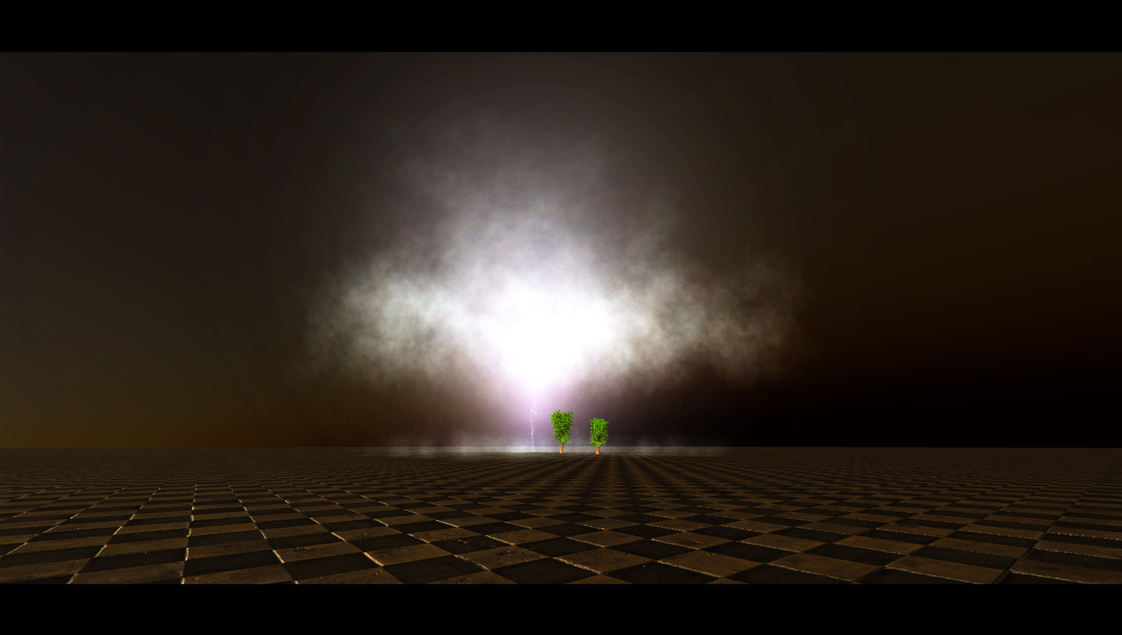 From far away. Just a square of rain.