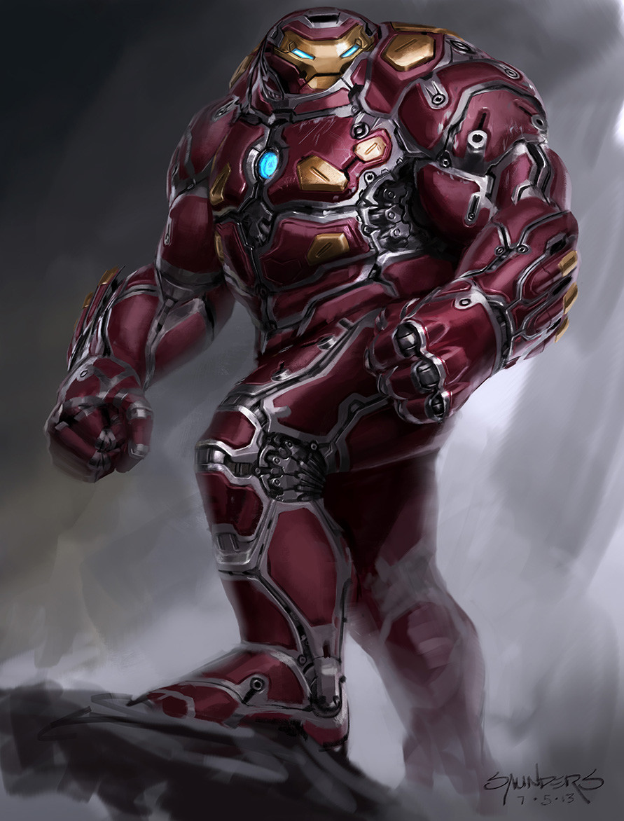This one's a little out there... playing with the idea of plates floating on some form of shock absorbtion, so he can take a hit. I also modeled this one after the Hulk sculpt from Avengers, to see what Hulk physique might look like on an Iron Man suit.