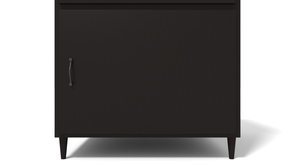 Front view of bottom drawer and legs.