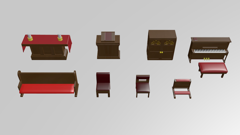 Top down view of asset objects.