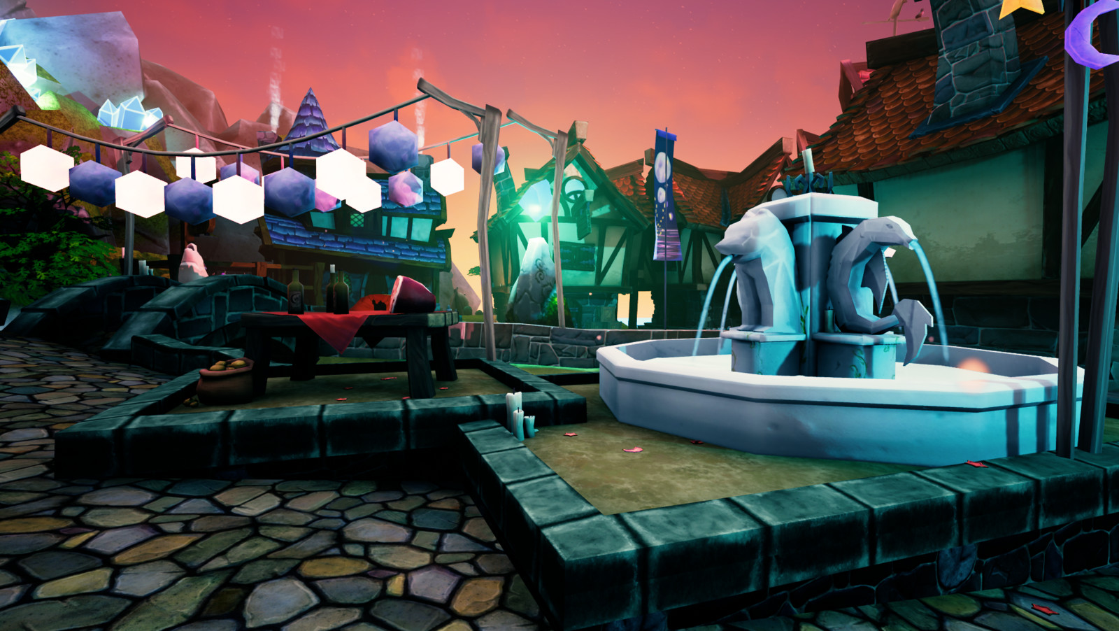 One of my assets and particle effects in the Village. Was great fun making the fountain.