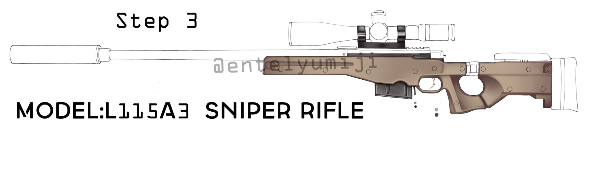 Yumiji Entel L115a3 Sniper Rifle Model How to draw the bolt action sniper rifle | fortnite. yumiji entel l115a3 sniper rifle model