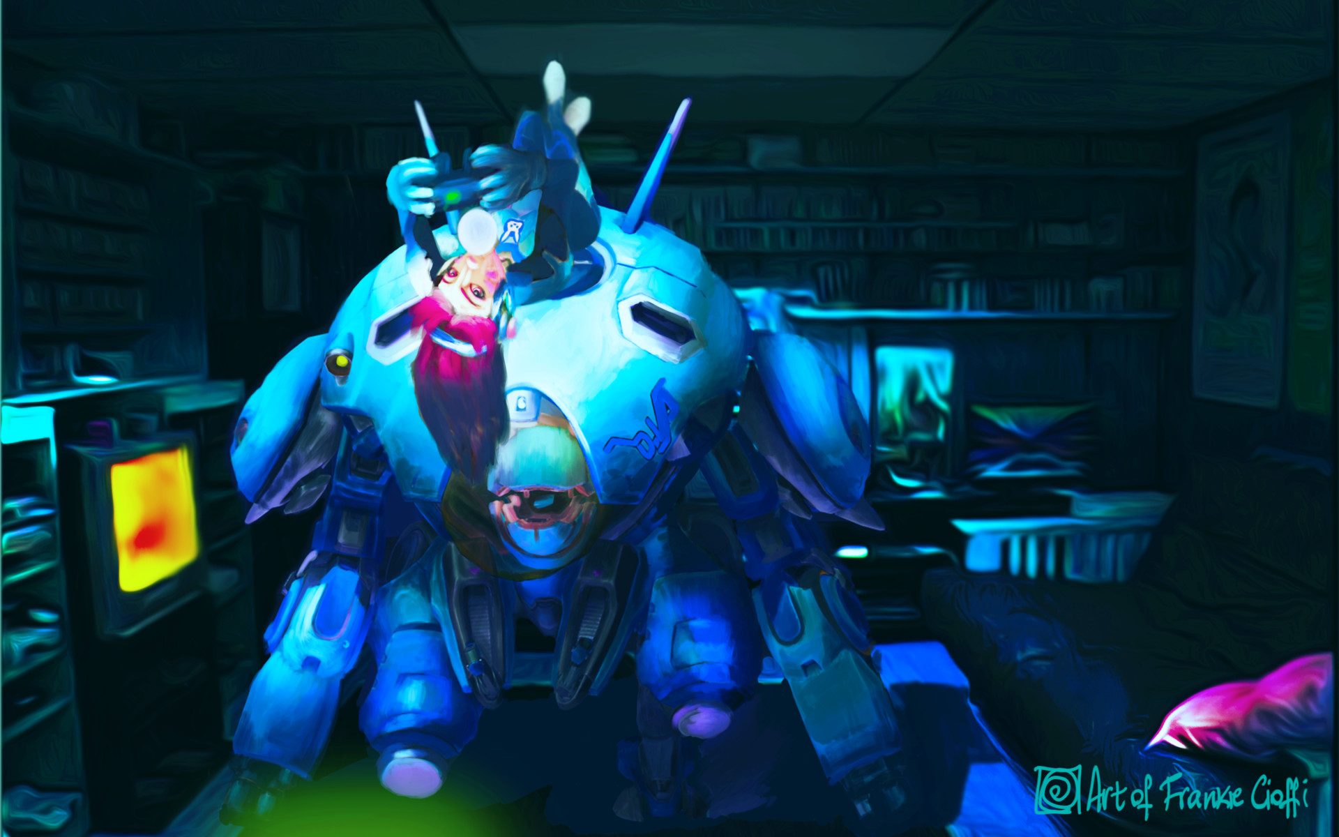 Frankie Cioffi - D.VA Fan art wallpaper (Overwatch), image size:1920x1200