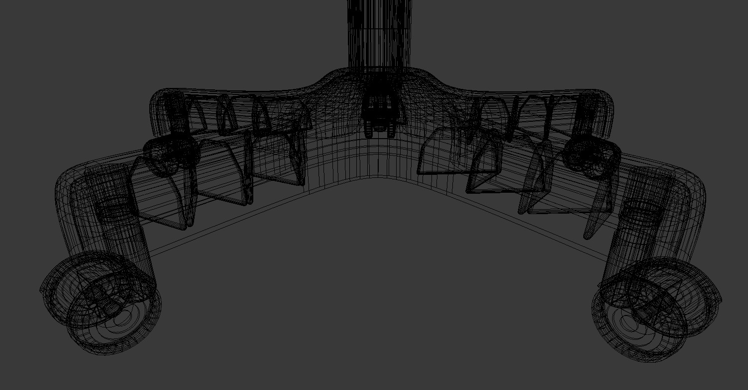Wireframe view of computer chair base